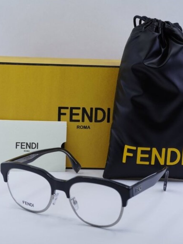 Fendi Fe50068u 020 Browline Eyeglasses 52mm - Black/Silver